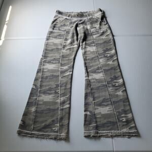 Y2K Self Esteem Pants Small Green Camo Flare French Terry Sweatpants McBling